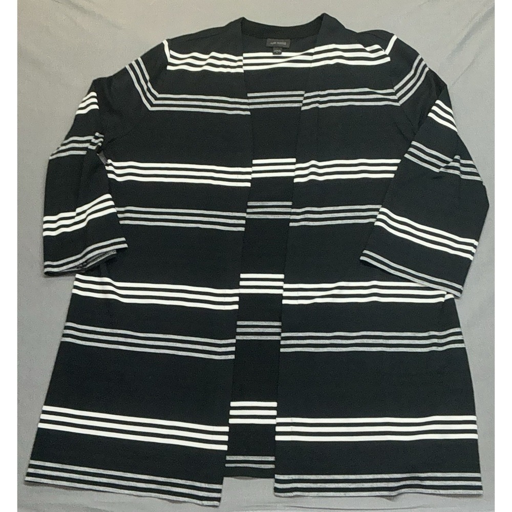 J Jill Womens Heavyweight Rayon Cardigan Sweater Open Striped Multi Large